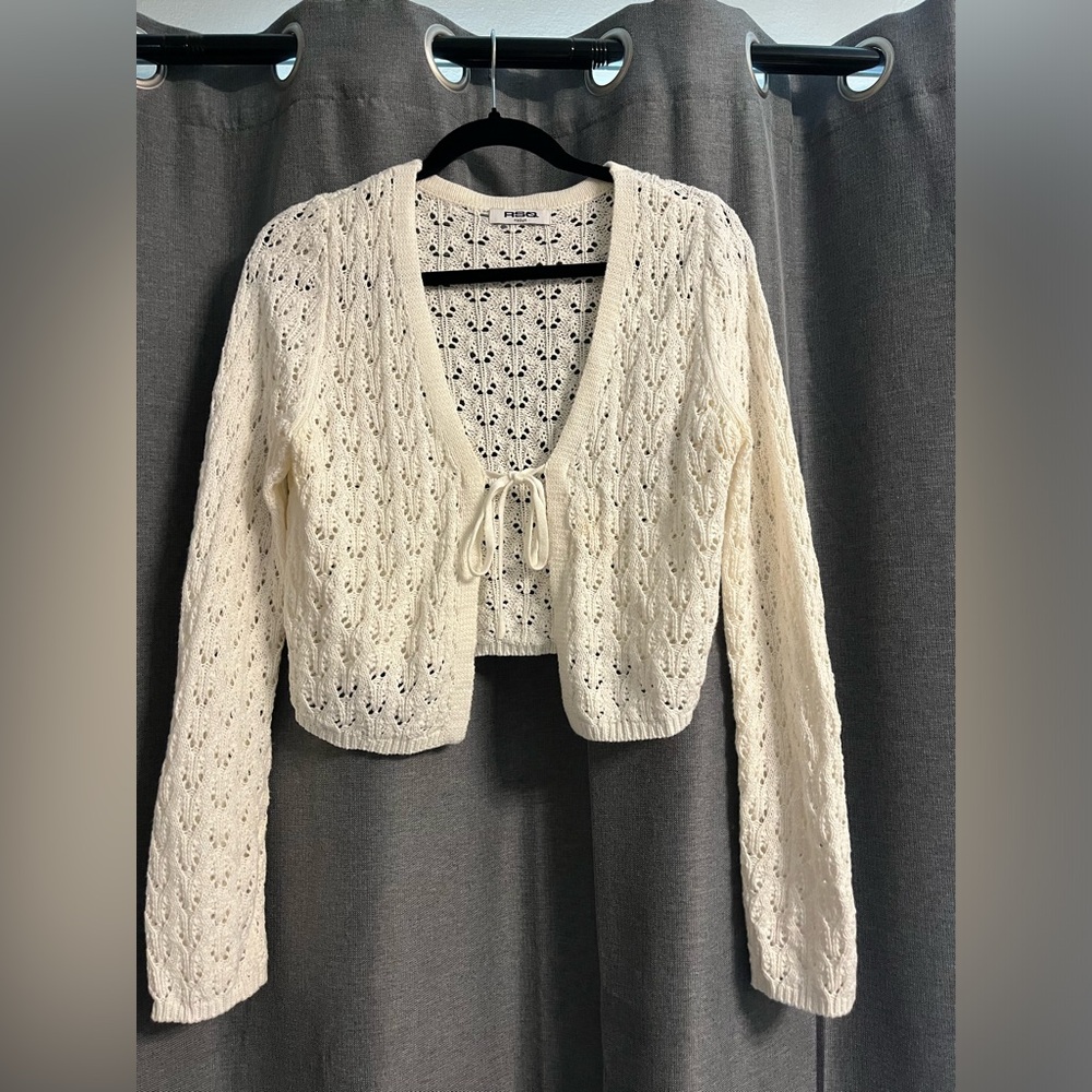 RSQ tie cardigan, white
